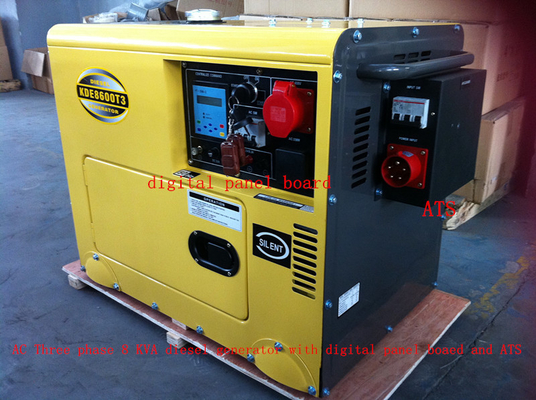 tipo silencioso pequeño sistema del color del amarillo 8KVA de generadores diesel con ATS, sistema de alarma bajo del aceite